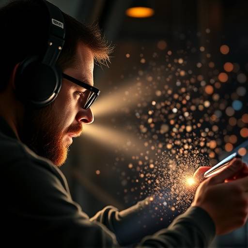 Artista de efectos especiales trabajando en una escena con elementos gráficos complejos.