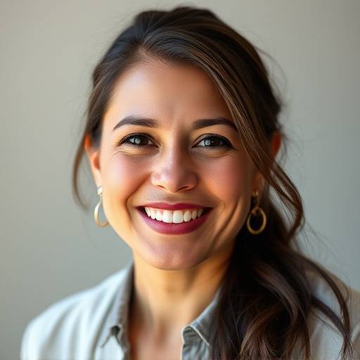Retrato de Elena Ramírez, Fundadora y Directora Creativa de Lumina Films, sonriendo amablemente a la cámara.